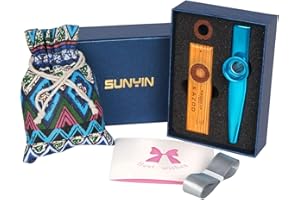 SUNYIN Wooden&Metal Kazoo,Beautiful Gift Box for The Kazoo Present,Simplest Musical Instrument Wooden Kazoo Aluminum Kazoo Fo