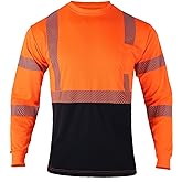 FONIRRA Safety Shirts for Men High Visibility Reflective ANSI Class Hi Vis Construction Work T Shirts Long Sleeve