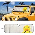 Windshield Sun Shade for Jeep Wrangler JK JKU JL JLU1997-2024,Window Sun Visor for UV Rays & Heat Protection,Duck Windshield Sunshade