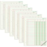suituts 300 Sheets Columnar Pads 4 Column Ledger, 8.5X11 Inch, 3 Hole Punch | 6 Pack Columnar Analysis Pads 4 Column Accounting Paper, Ledger Paper for Bookkeeping, 3 Hole Punch, Green, 50 Sheets/Pack