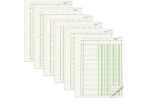 suituts 300 Sheets Columnar Analysis Pads 4 Column Accounting Paper, 8.5X11 Inch Ledger Paper for Bookkeeping, Accounting. 3 Hole Punch, Green(6 Pack, 50 Sheets/Pack)