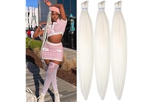 LETICIA Cream White Braiding Hair Pre Stretched Synthetic Ez braid Pre stretched Braiding hair Braid in Hair Extensions