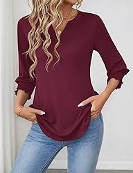 LOMON Women's 2025 Fashion Tops 3/4 Length Sleeve