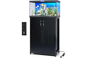 TC-HOMENY 10-20 Gallon Fish Tank Stand, Aquarium Stand with Power Outlets, 700LBS Capacity, Fish Tank Table with Storage Cabinet, Aquarium Table for Reptile Terrarium Stand (23.5" x 12" x 31.5'')
