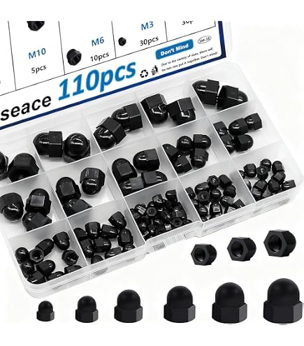 Uxcell M8 Cap Nuts, Hex Acorn Dome Head Nylon Nuts Black - 30 Pcs Pack