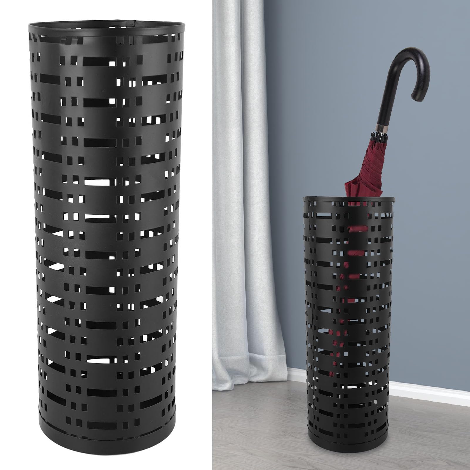 EIMSOAH Metal Umbrella Holder, Waterproof, Space Saving, Rustproof, Hollow Design, Round Metal Umbrella Stand Rack, for Entryway, Office, and Home