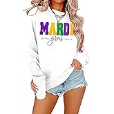 HIYOSAMP Women Mardi Gras Sweatshirt New Orleans Carnival Outfit Chenille Patch Pullover Tops Fat Tuesday Sweatshirt