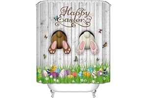 Atwqevon Shower Curtains, Funny Bunny Egg Shower Curtain Set, Waterproof Shower Curtains, Bathroom Curtains Shower Set for Easter Decor 72"X72"