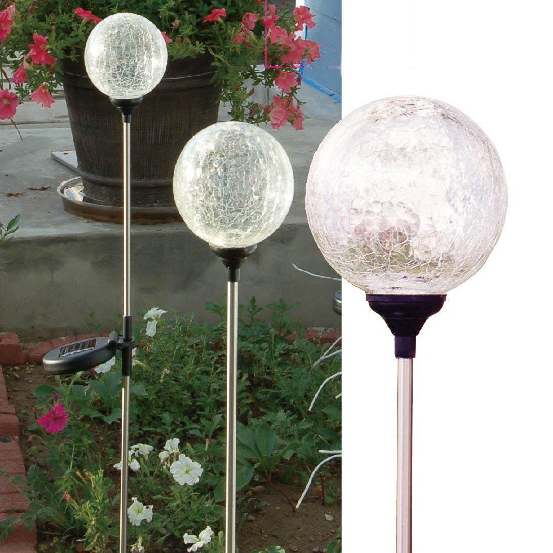 Solaration Crackle Glass Globe Solar Lawn Light, 3.5" Dia (3 Pack