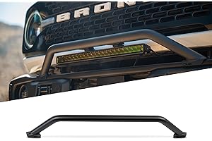 DV8 Offroad Capable Bull Bar for 2021-2025 Ford Bronco | Designed for The Capable Front Bumper | Compatible w/ (1) 13-20" Light Bar or 3" Pod Lights | Adjustable & Removable Light Tabs | Steel