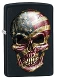 Zippo Lighter: American Flag Skull - Black Matte
