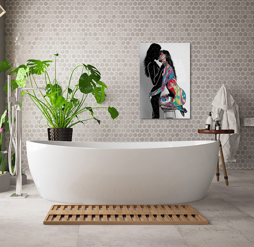 Abstract Nude Sexy Women Kiss Painting Modern Naked Model Canvas Wall Art Home Decor For Living