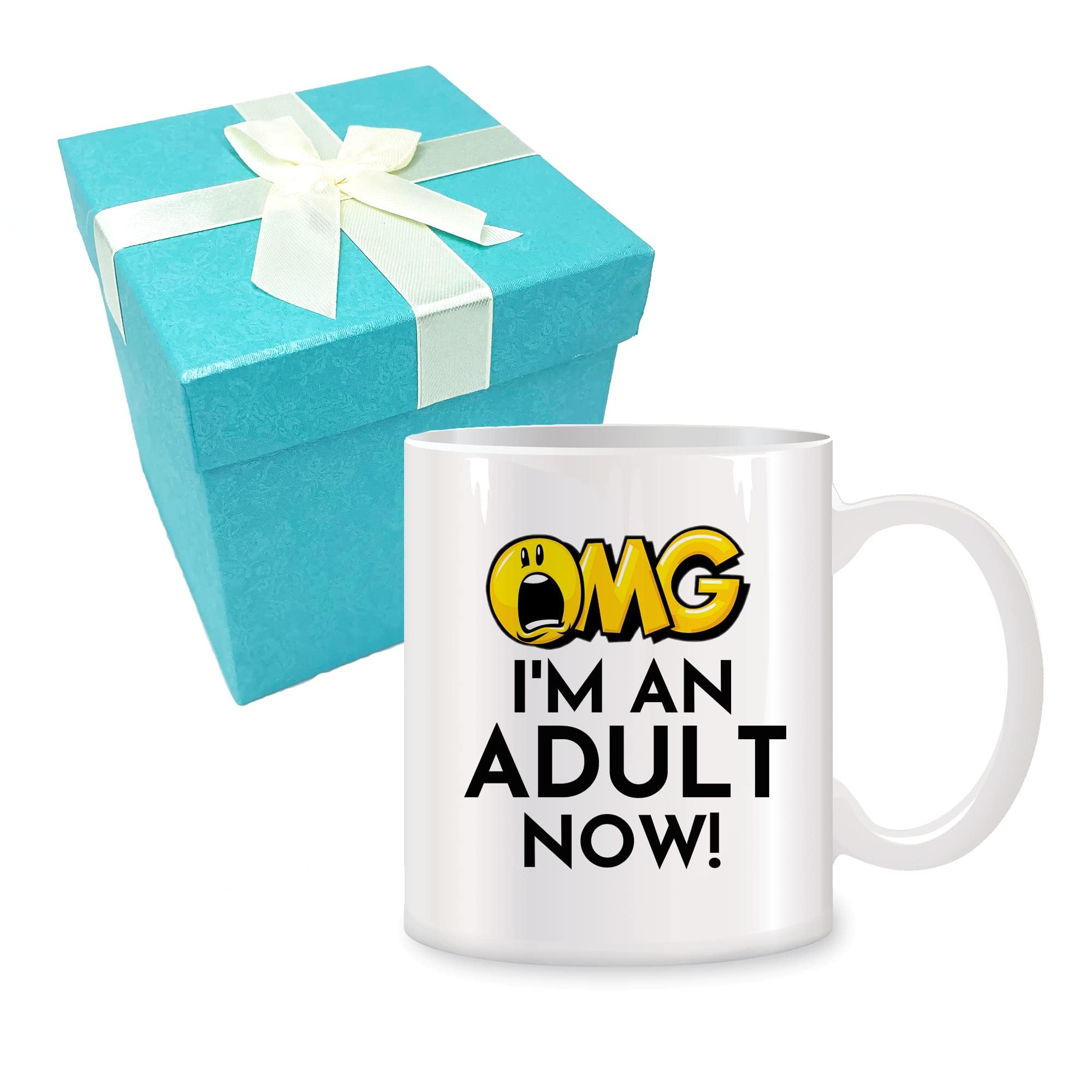 MAGEDON OMG I'm an Adult Now! Adult Brithday Coffee Mug - Funny 18th Birthday Gifts for Girls or Boys, Son, Daughter, Children, Best Friend