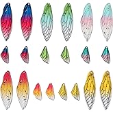 ASUNFO Resin Wing Charms Dragonfly Butterfly Wings Charm Insect Pendants with Gold Foil for Jewelry Making Crafts Colorful