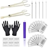 judero Piercing Kit 36Pcs Piercing Clamps Kit with 25Pcs Mixed 12G 14G 16G 18G 20G Ear Nose Piercing 2Pcs Piercing Clamps Forceps 6Pcs Clean Tools 2Pcs Gloves 1Pc Marker Pen for Piercing Tool