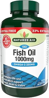 Natures Aid Fish Oil 1000 mg – Omega-3 DHA EPA 120 Softgels High Strength