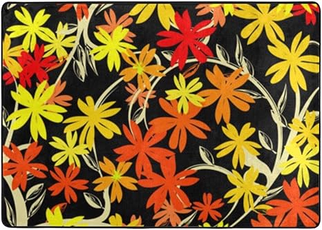 Amazon フロアマット 大判 花のデザイン 抽象芸術の背景イラスト フローリング 畳 床暖房対応 213 152cm 厚1 5mm ラグ カーペット オンライン通販