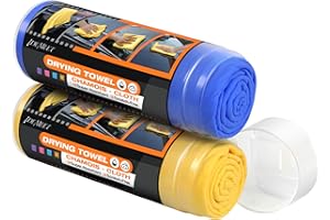 IDEMEET Premium Shammy Towel for Car, Super Absorbent 2 Pack 26"x17" Car Drying Towel, Reusable Soft Car Wash Cloth, Chamois Cloth for Car, Dust Remove, No Scratch/Spot/Streak, Yellow & Blue