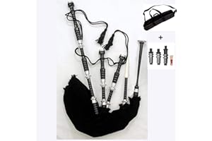 Scottish Bagpipe Rosewood Royal Stewart Tartan Natural Color with Silver Plain Mounts & Great Highland Bagpipe Full Silver Mo