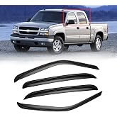 Window Visors for 01-07 Chevy Silverado/GMC Sierra, Rain Guards Vent Deflector Shade Smoke for 00-06 Chevy Suburban/GMC Yukon XL, 02-06 Cadillac Escalade/Chevy Avalanche for Crew Cab, 4PCS