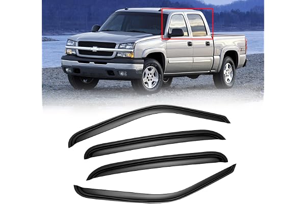 Window Visors for 01-07 Chevy Silverado/GMC Sierra, Rain Guards Vent Deflector Shade Smoke for 00-06 Chevy Suburban/GMC Yukon XL, 02-06 Cadillac Escalade/Chevy Avalanche for Crew Cab, 4PCS