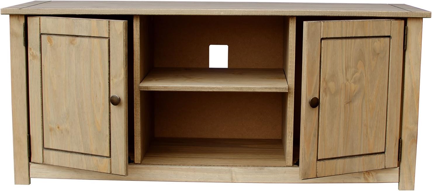Vida Designs Panama 2 Door 1 Shelf Flat Screen TV Unit, Living Room Furniture, Solid Pine Wood, Wax Finish - Image 5