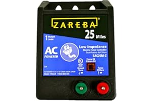 Zareba 25 Mile AC Powered Low Impedance Electric Fence Charger - Plug In Fence Charger - Contain Bulls, Cattle, Dogs, Exotics, Horses & More - Keep Predators Out - EAC25M-Z