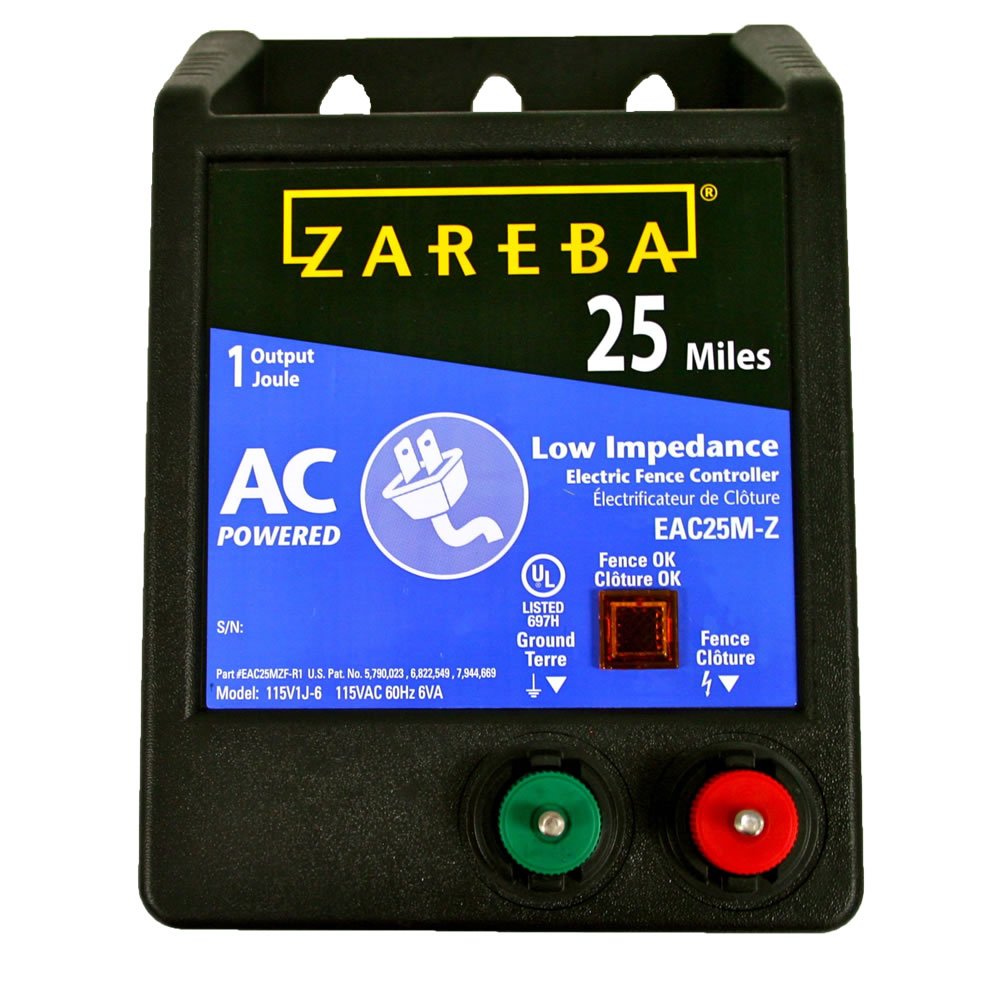 Photo 1 of Zareba 25 Mile AC Powered Low Impedance Electric Fence Charger - Plug In Fence Charger - Contain Bulls, Cattle, Dogs, Exotics, Horses & More - Keep Predators Out - EAC25M-Z