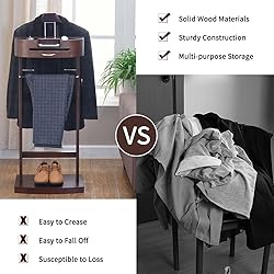 MLIKYRGK Wood Suit Valet Stand With Drawer Top Tray