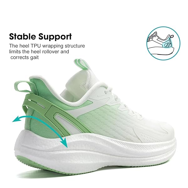 OUTJET WOMEN’S RUNNING SHOES LIGHTWEIGHT CUSHIONED SNEAKERS FOR WALKING, JOGGING, TRAVEL, GYM – BREATHABLE MESH, SOFT SOLE, STYLISH FIT GREEN