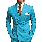 HANBANGWEI 2 Piece Double Breasted Suit Men Slim Fit Mens Double Breasted Blazer Pants Sets Wedding Prom Homecoming Suit