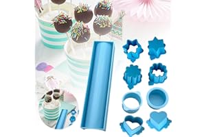IOEUXS 9 Pics Cake Pop Circle Mold Kit, 8 Shapes, Includes Storage Container, BPA-Free Silicone & Plastic, 1.75" Uniform Cake