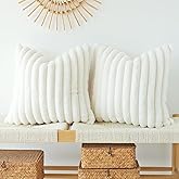JOJUSIS Pack of 2 Faux Fur Plush Decorative Throw Pillow Covers Couch Cushion Case Soft Pillowcases (White, 18 x 18-Inch)