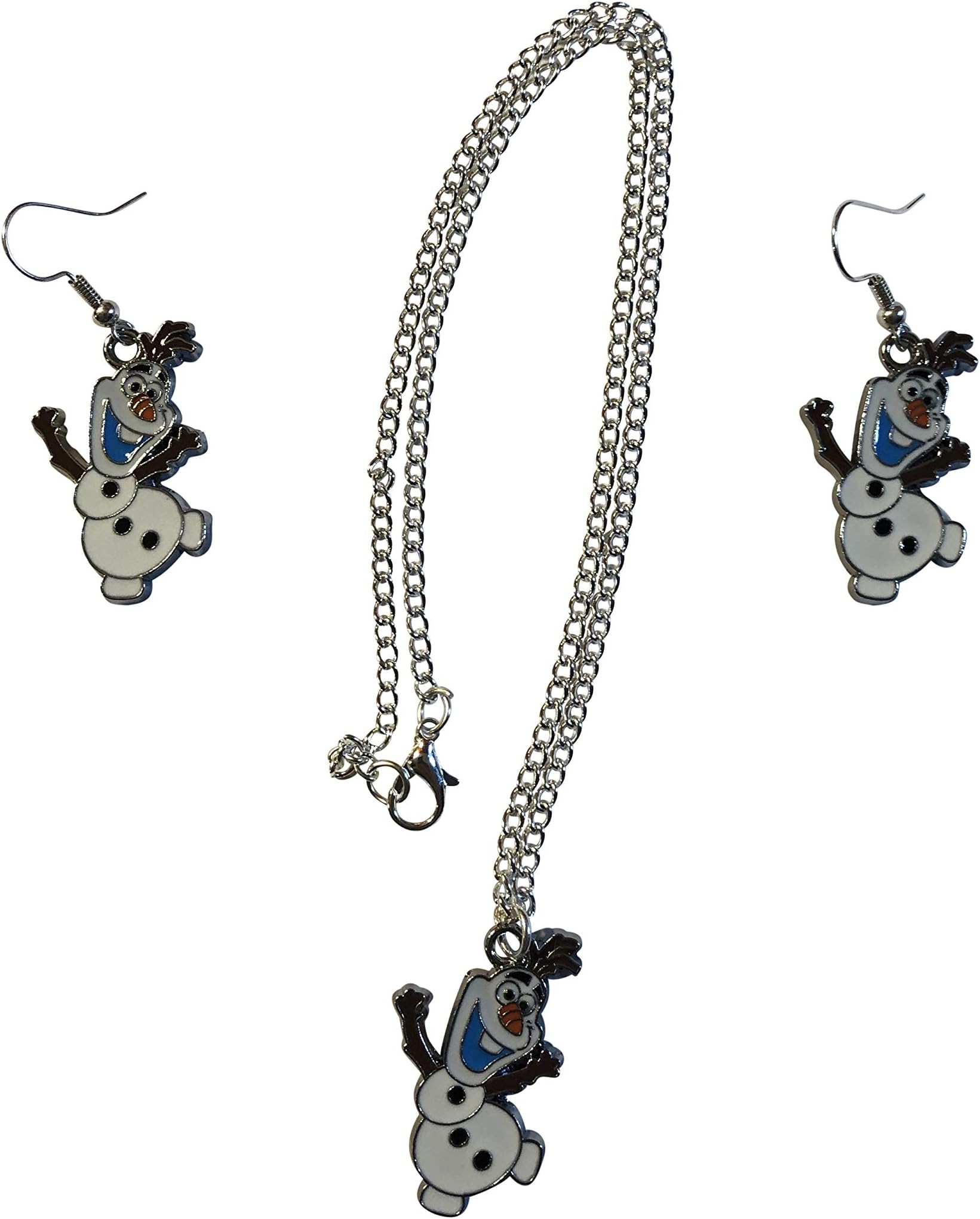 Porter Gallery USA Snowman Olaf Frozen Inspired 16" 3 Piece Necklace & Earrings Set, Gift Boxed