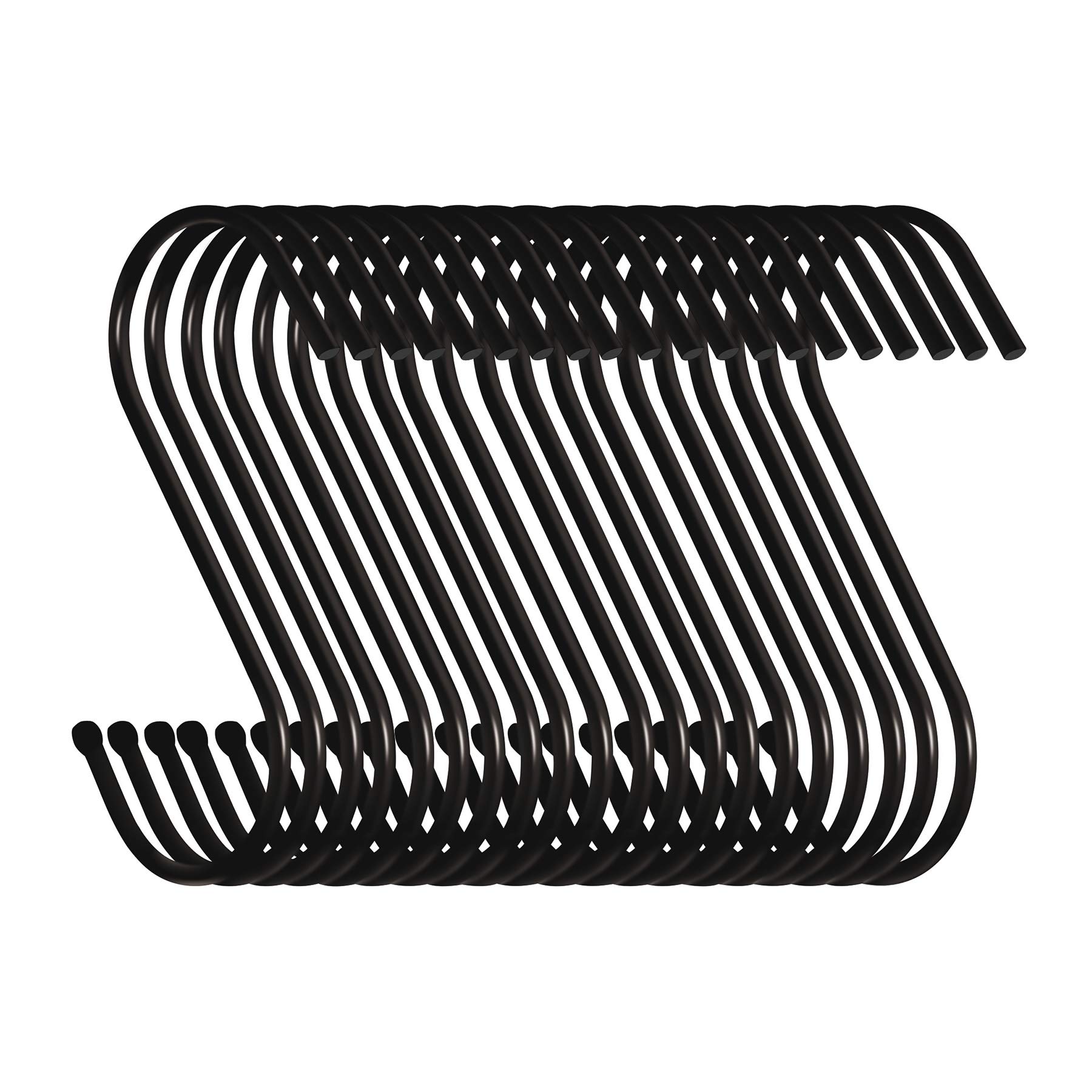Swatowot 10 Pack Heavy Duty S Hooks 9 cm S Shaped Hanging Hooks Large Hangers for Kitchen, Bathroom, Bedroom and Office(Black)