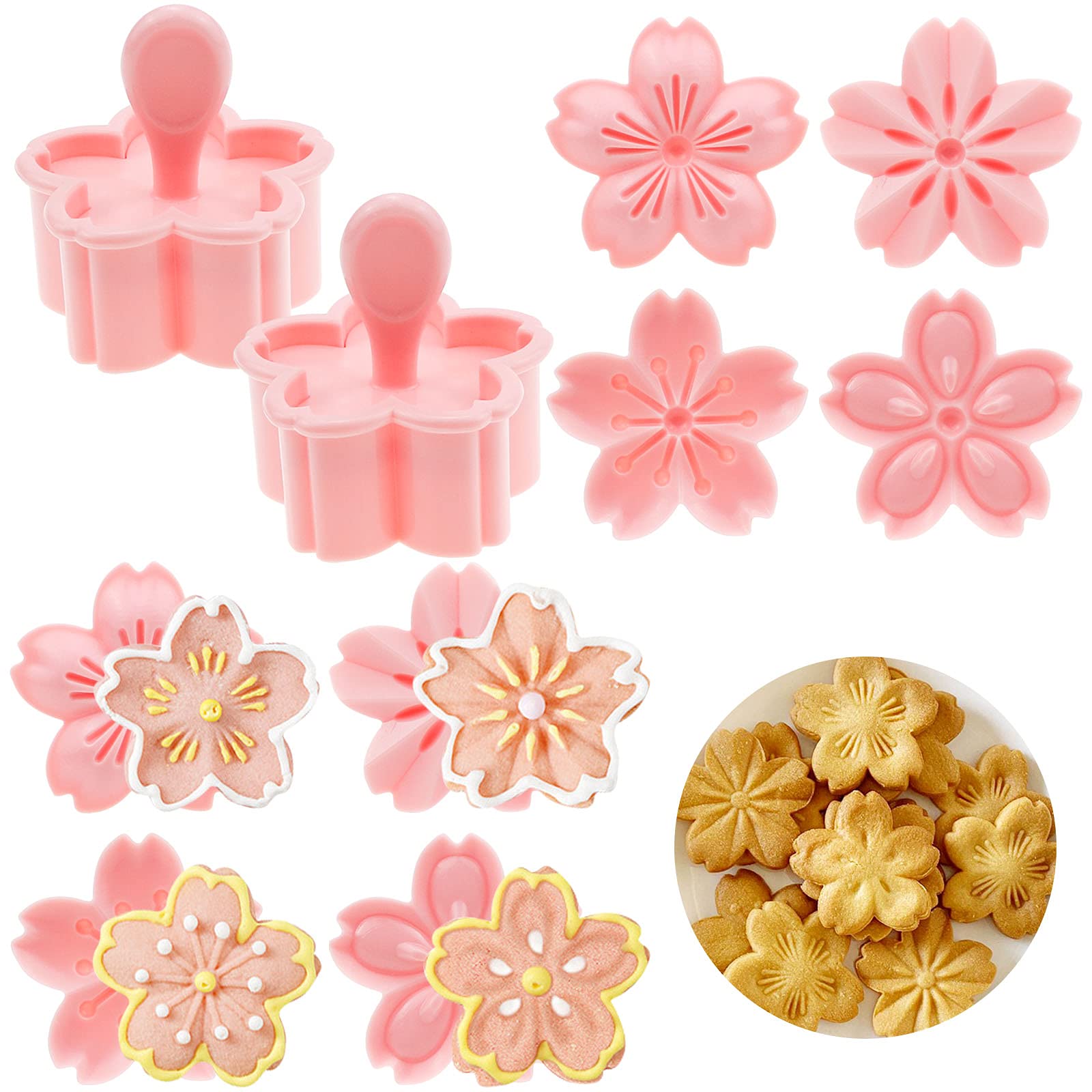 10 Pcs Cherry Blossom Cookie Cutters Mold Sakura Cookie Stamps for Biscuit and Pastry Accessories