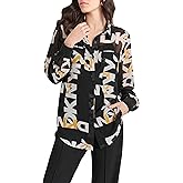 DKNY Womens Printed Long Sleeve Casual Shirt