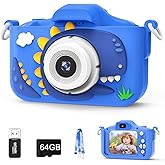 Kids Camera for 3-8 Year Old Girls Boys, 48MP Dual Lens 1080P Toddler Camera for Kids with 64GB SD Card, Children Digital Video Camcorder Selfie Camera Christmas Birthday Gifts