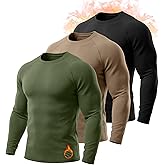 Evervibe 3 Pack Men's Big and Tall Thermal Shirts, Long Sleeve Fleece Crewneck Warm Layer Tops Casual Raglan Sleeve Basic Tee