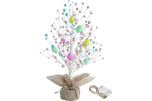 CRCZK Easter Table Tree Artificial Tree and Egg for Centerpieces Decor Featured Burlap Base Farmhouse Easter Tabletop Decorations