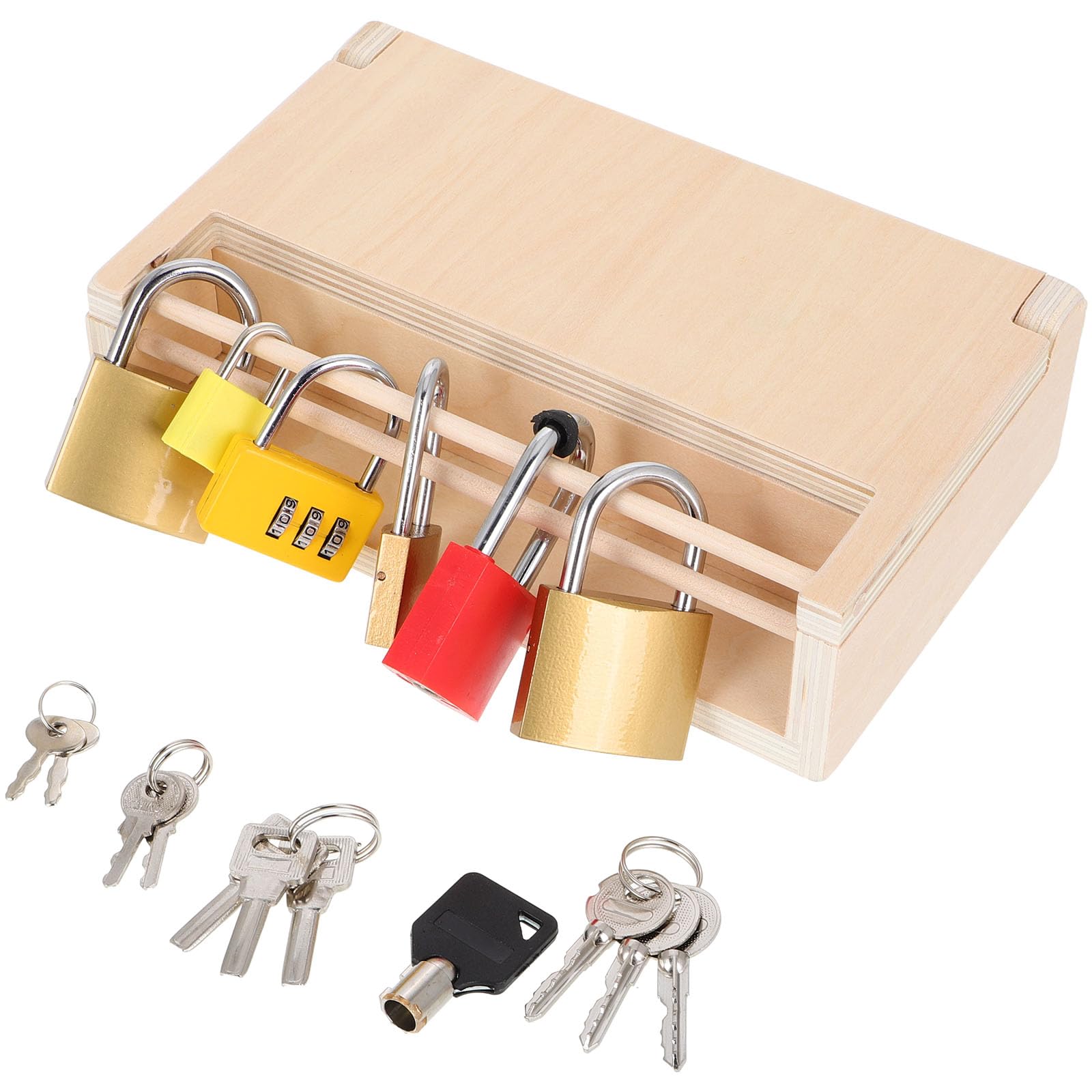 Toyvian Montessori Lock and Key Toy Set for Toddlers - Educational Locks with Multiple Mechanisms for Fine Motor Skills and Logical Thinking Development - Early Learning Activity