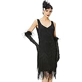 BABEYOND 1920s Flapper Dress Roaring 20s Great Gatsby Costume Dress Fringed Embellished Dress