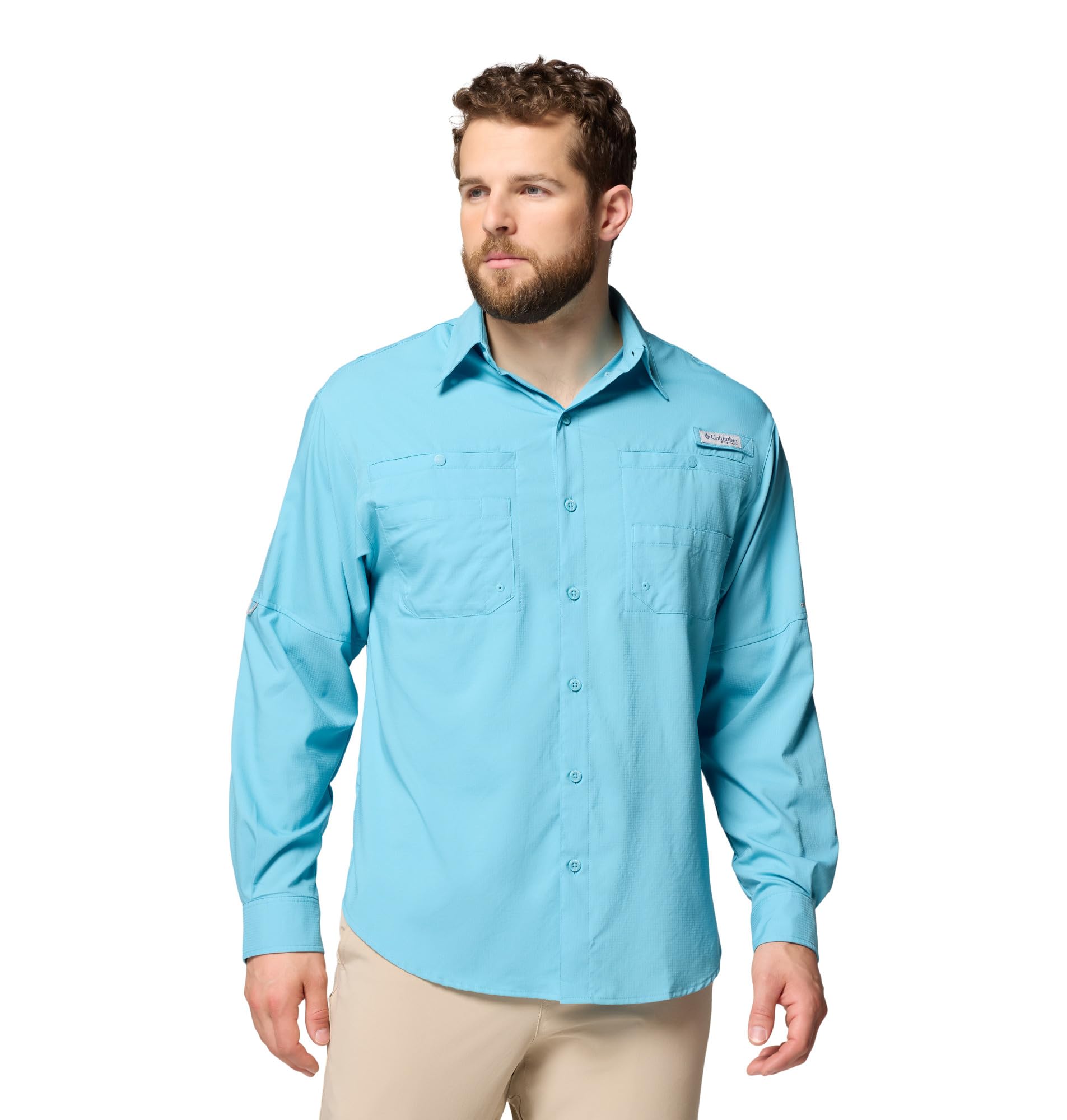 Columbia Mens PFG Tamiami Long Sleeve Fishing Shirt, Vintage Blue, Small