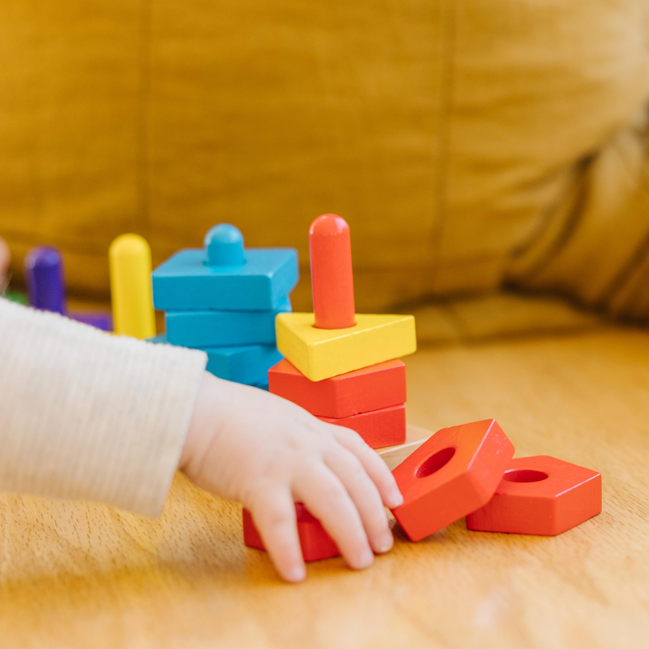 Melissa & Doug Stack and Sort Board - Wooden Educational Toy With 15 Solid Wood Pieces