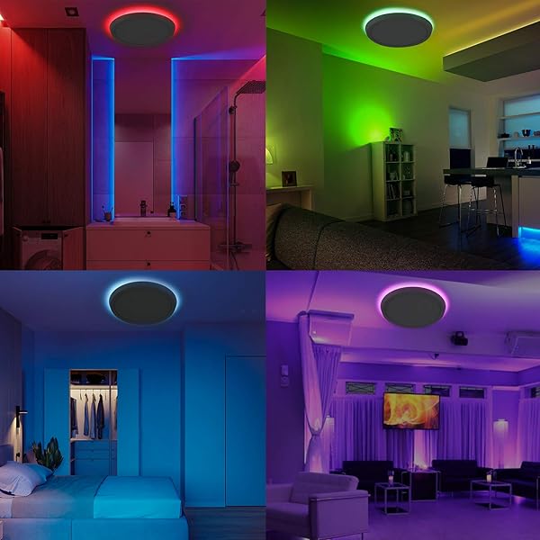 Oeegoo Lmpara LED de techo regulable con WiFi luz de fondo RGB 30W Smart LED plafn compatible con Google Home aplicacin y control por voz ultrafina 3 2 cm
