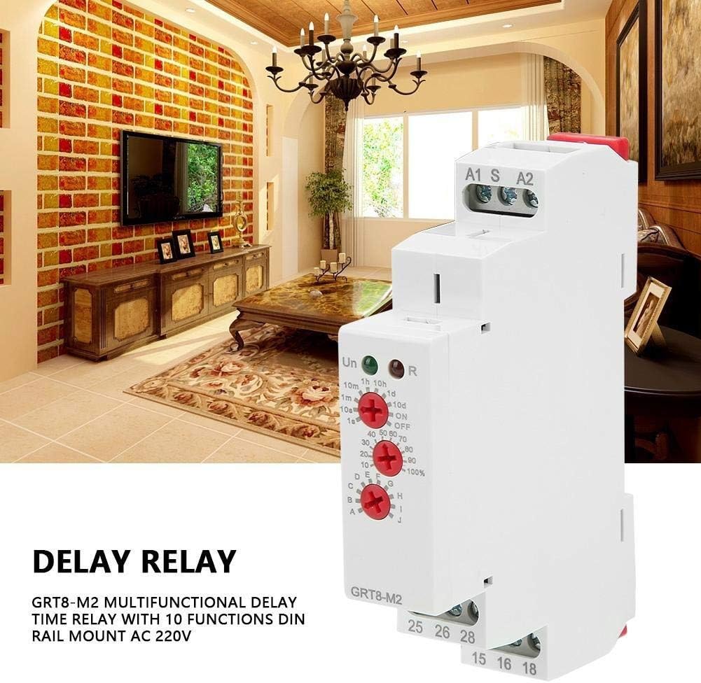 Relay Module, AC 220V GRT8-M2 Multifunctional Delay Time Relay with 10 Functions DIN Rail Mount Delay Relay - Image 5