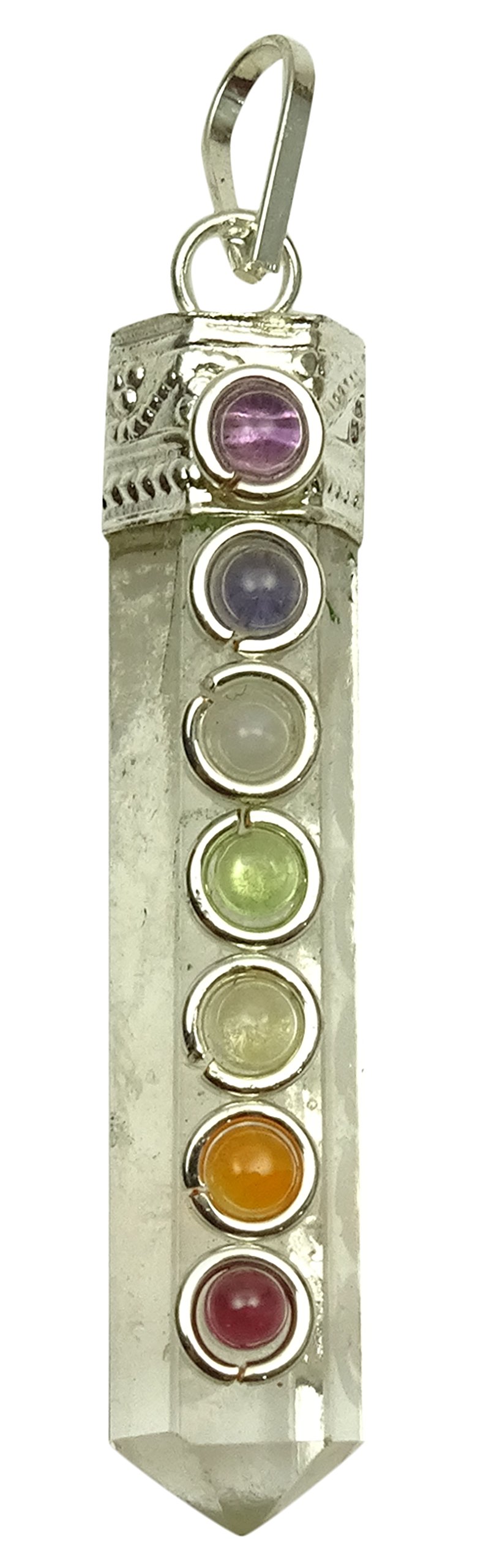 Harmonize Genuine Clear Quartz Crystal Pendant Seven Chakra Wand Spiritual Gift Balancing Locket
