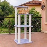 Multi-Level Weatherproof Cat Tree with Scratching Posts for Indoor&amp;Outdoor | 46in Purple Tall Multifunctional Cat Tower with Sturdy Waterproof Plastic Board and PVC Tubes,Durable&amp;Easy to Clean CTT-7