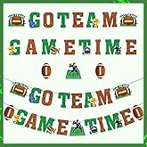 Glodecart 2PCS Football Banner for Home Party Decoration, Cardboard Go Team Sports Theme Football Flag Banner Backdrop for Football Party Supplies Decoration Photo Booth Props Hanging Ornament