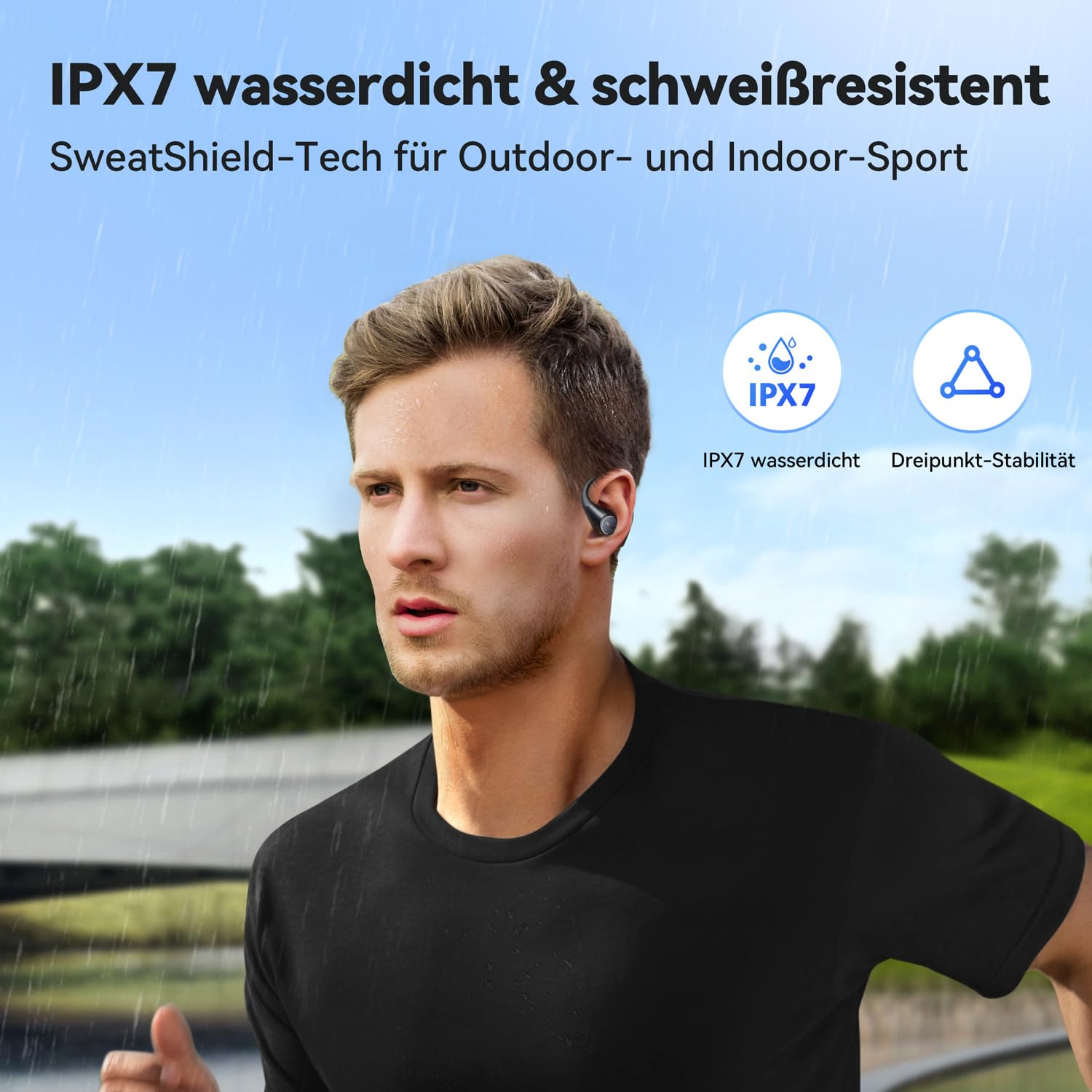 EarFun OpenJump Bluetooth Open-Ear Kopfhörer, Hi-Res Audio, LDAC, Theatermodus, anpassbare Ohrbügel, 42 Std Akku, Kabelloses Laden, IPX7 Sportkopfhörer, Klare Anrufe mit KI, Spielmodus, Multipoint 4